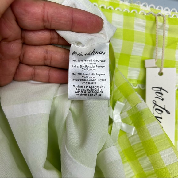 For Love And Lemons Maureen textured gingham mini skirt princess Seam slits 1X - Picture 10 of 12